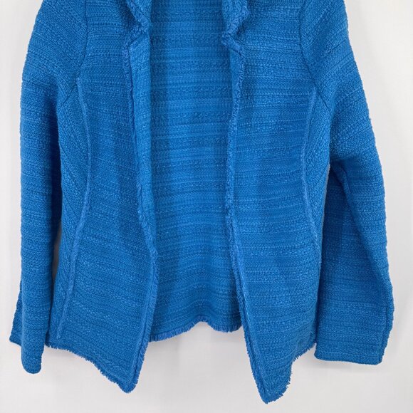 Chicos 1 Womens Blue Textured Open Front cardigan Jacket Size Medium cotton - Picture 8 of 15